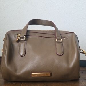 Marc by Marc Jacobs Taupe Leather Satchel with Gold Hardware